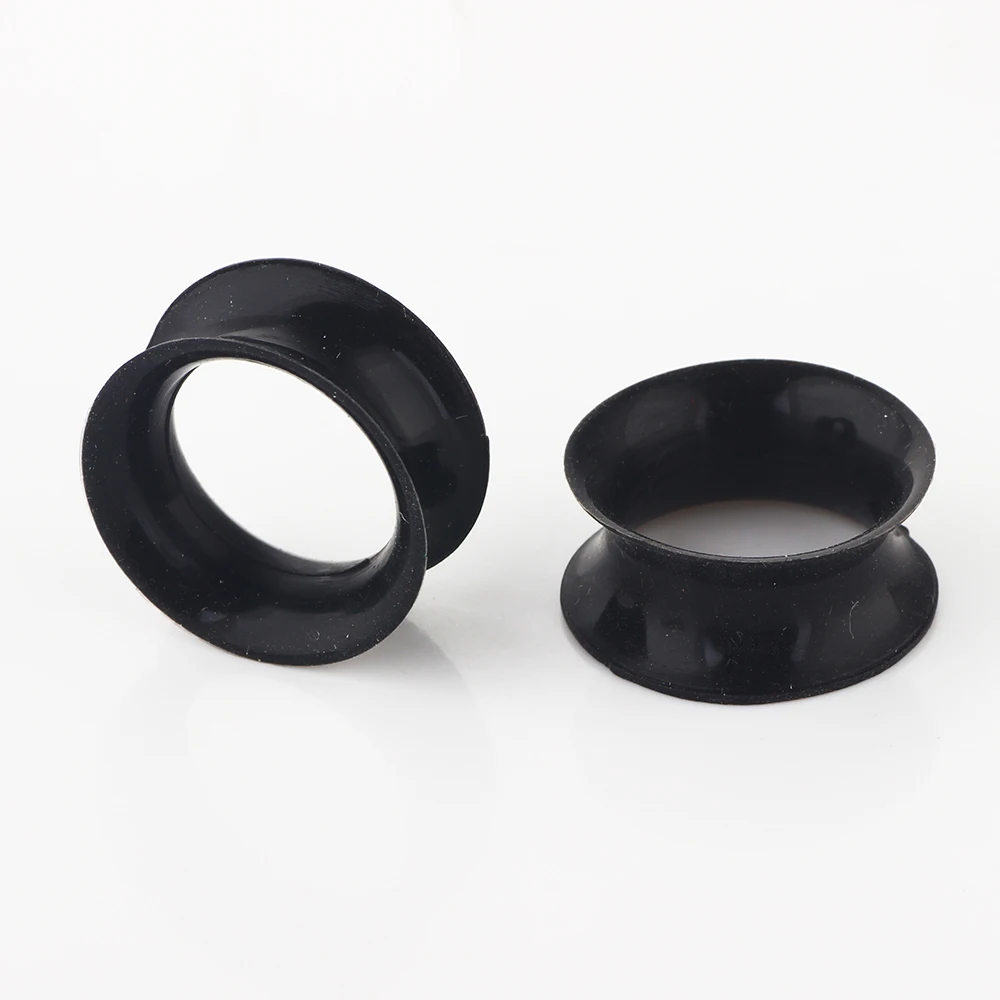 JUNLOWPY Black Clear White Silicone Hollow Flesh Tunnel Ear Plug Double Flared Earring Lobe Stretcher Gauges Piercing 100/200pcs