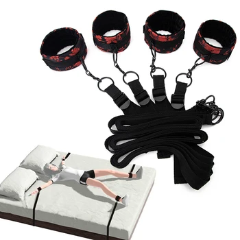 BLACKWOLF Under Bed Restraint Set Handcuffs Ankle Cuffs BDSM Bondage Straps Adult Games Sex Products Erotic Toys For Couples 2