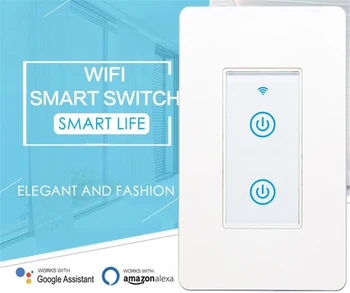 

Tuya APP WiFi Smart Touch Switch Light Switch US Wireless Voice Control Remote Support Alexa Google Home 2/1gang Dropshipping