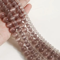 Pink Cat Eye Opal Beads - Natural Stone Glass Beads for DIY Jewelry Making, 15 Strand (Brown violet)