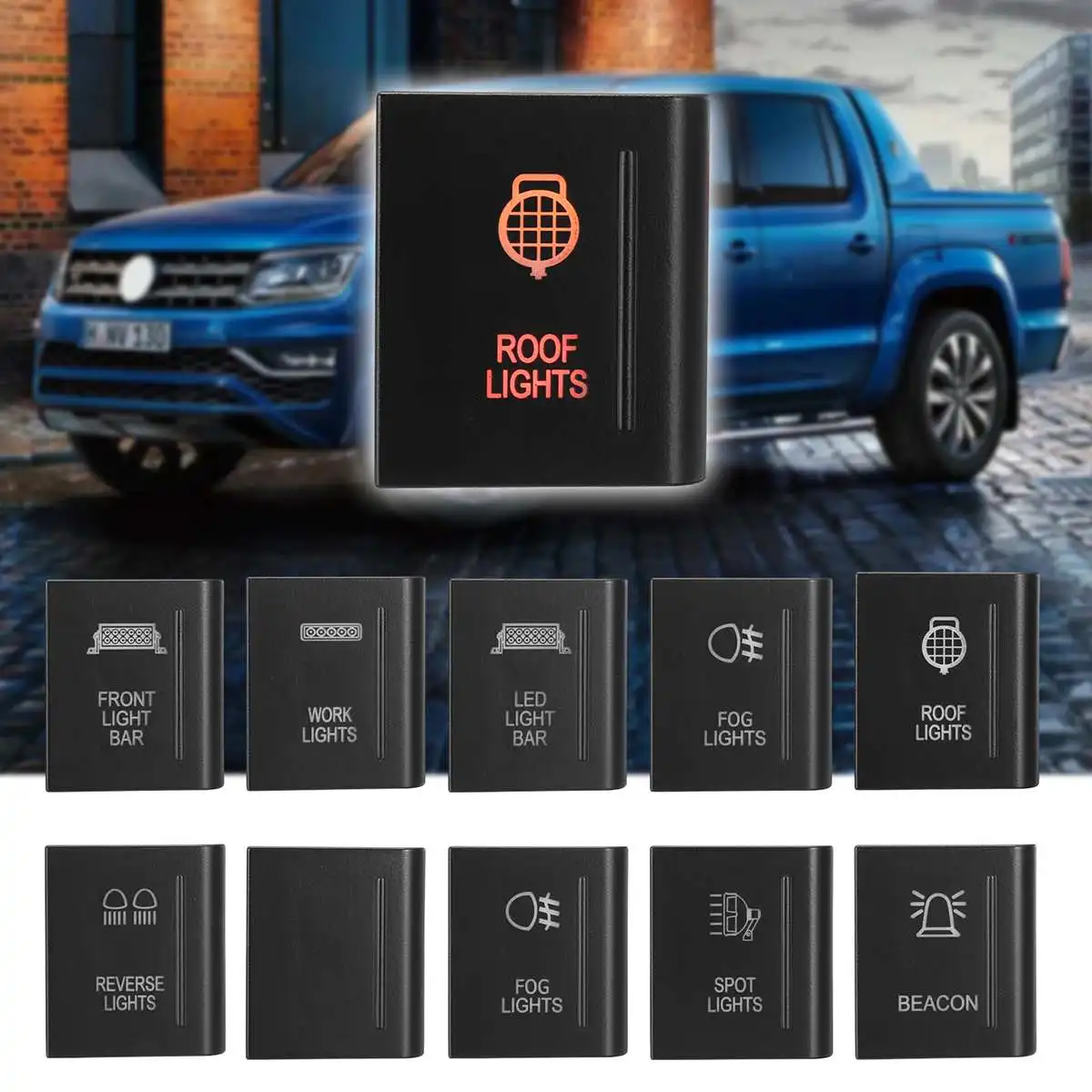 Amarok Empuje Interruptor A117R Fog Lights On-Off LED ámbar//Rojo 12 V 3 A VW derecho