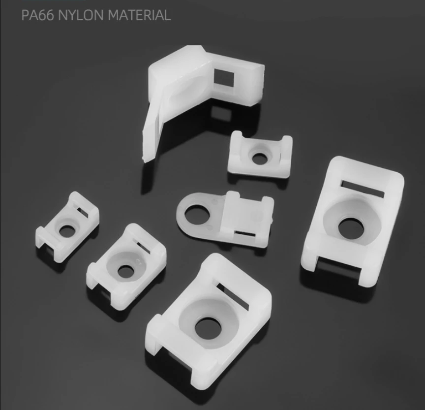 100PCS Cable Tie Mounts Wire Saddle Plastic Holder White Black Plastic Saddle Cable Tie Fixed Seat