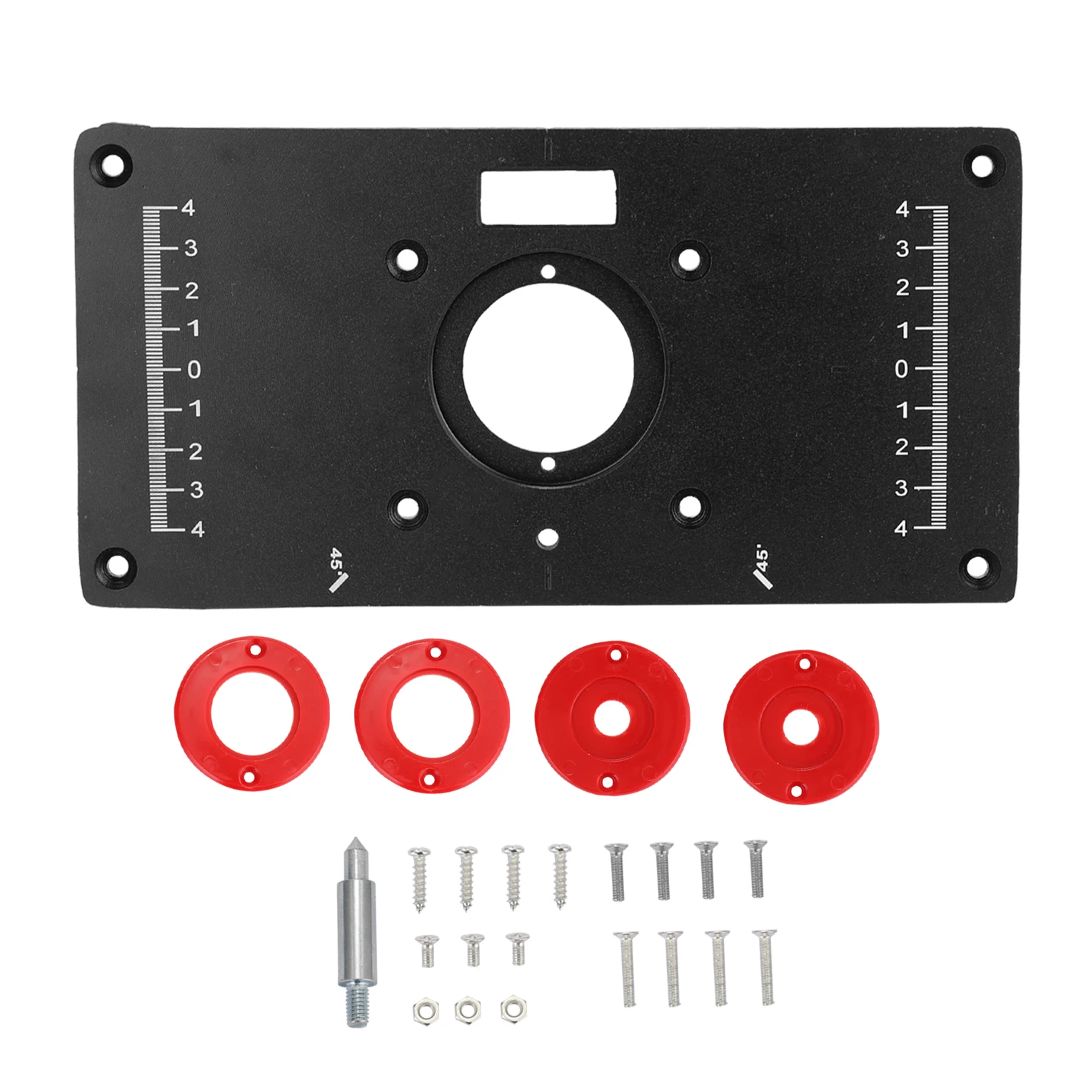 

Aluminium Wood Router Trimmer Models Engraving Machine Table Insert Plate Woodworking Benches with 4 Rings Tools