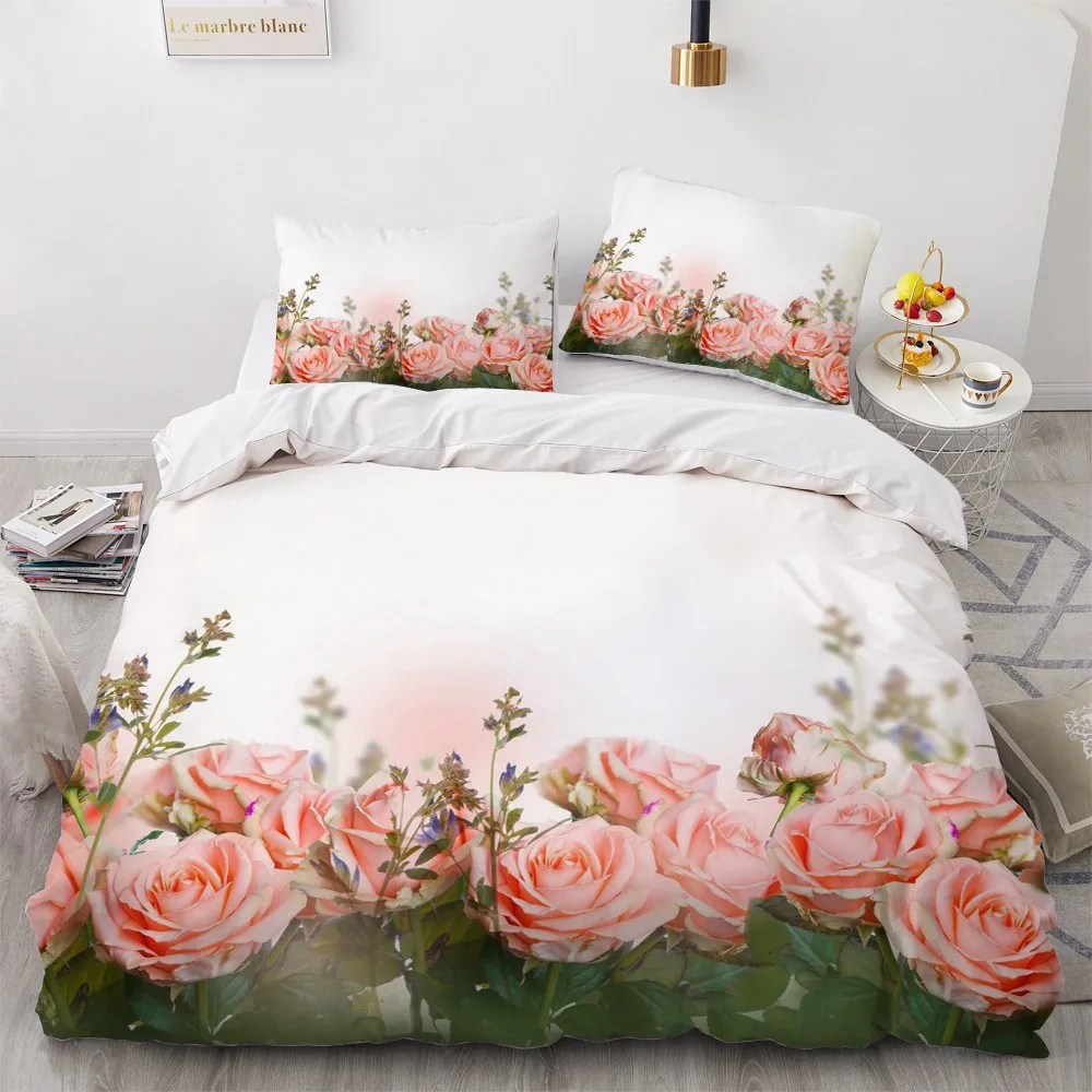 Simple Bedding Sets 3D Plant Flower Duvet Quilt Cover Set Comforter Bed Linen Pillowcase King Queen Full Double Home Texitle | Дом и сад
