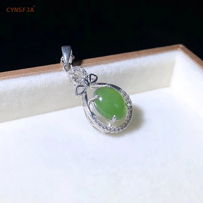 CYNSFJA Реал Certified(Hetian) нефрита Jade Jasper 925 пробы серебряные ювелирные изделия амулеты и Нефритовой подвеской, высокое качество лучшие подарки