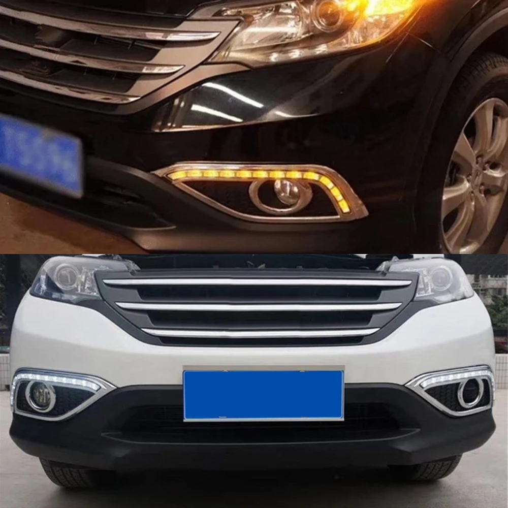 CSCSNL 1 пара DRL Вождения освещают светильник LED DRL с поворотник для Хонда сrv CR-V 2012 2013 противотуманная фара реле Дневной светильник