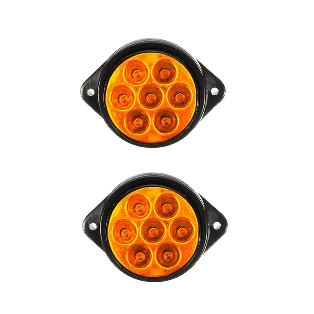 Yellow-2pcs Автомобильные аксессуары 24 В светодиодный фонарь 7 светодиодный s круглый боковой маркер световые сигнальные лампы идентификационные огни для грузовика - Испускаемый цвет: Yellow-2pcs