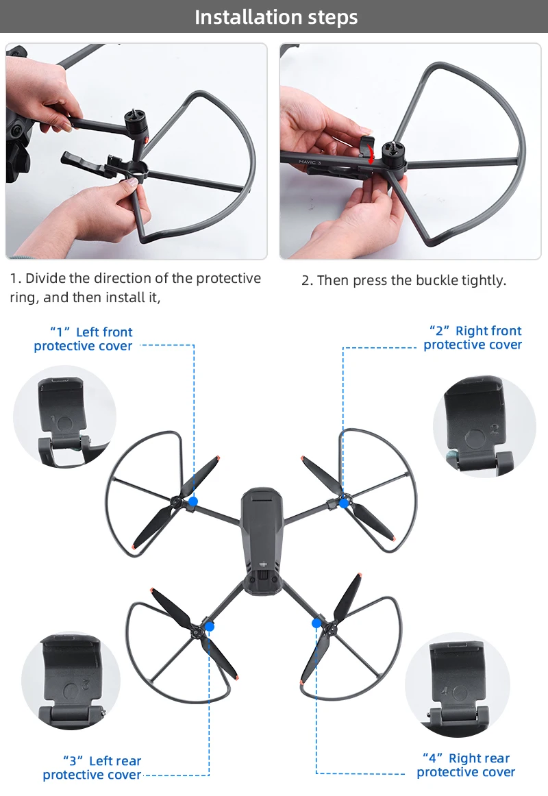 3 hélice guarda drone protetor liberação rápida