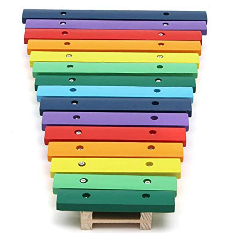 15 тон красочные деревянные Glockenspiel ксилофон образовательный ударный музыкальный инструмент игрушка Образование Музыкальные инструменты