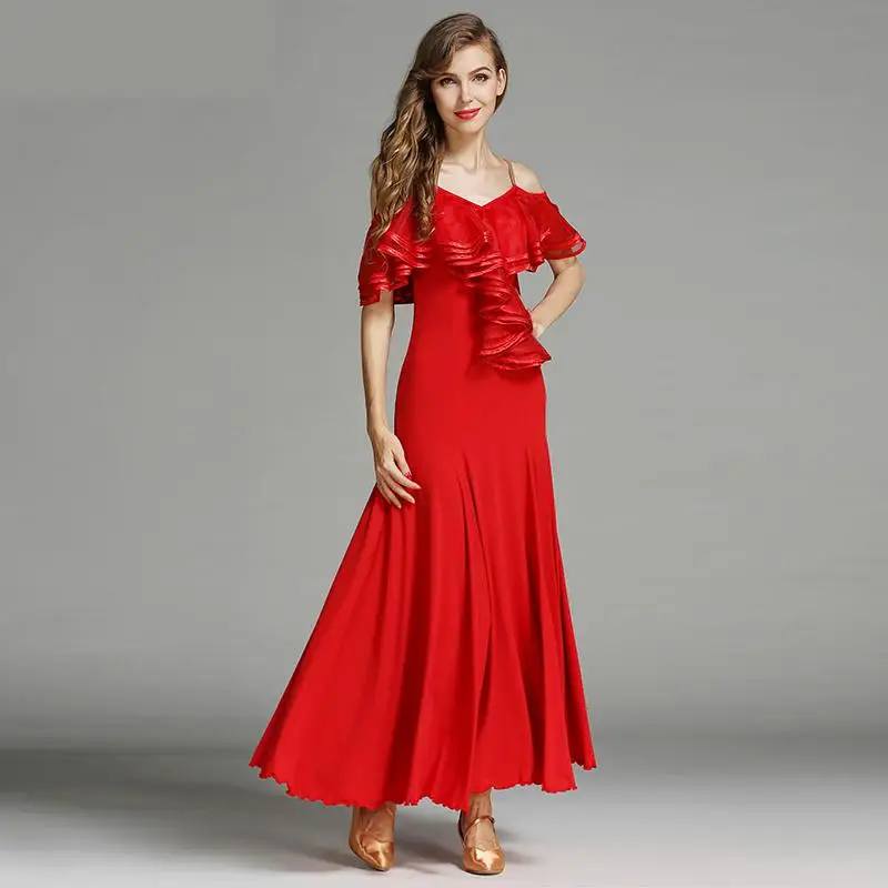 New 2020 Red Fashion Ballroom Dance Competition Dress Dance Ballroom