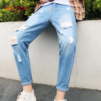 

Mens Cool Designer Brand Blue Jeans Skinny Ripped Destroyed Stretch Slim Fit Hop Hop Pencil Pants With Holes For Men