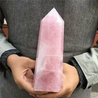 Natural Pink Rose Quartz Crystal Obelisk Wand Point Healing 2