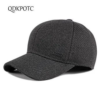 

QDKPOTC 2019 New Autumn Winter Men Baseball Caps Middle-aged And Elderly Plus Cashmere Thicken Ear Protectors Keep Warm Hat Cap