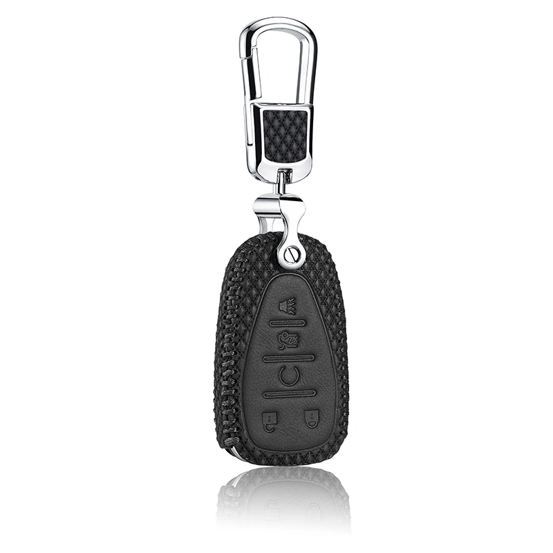 Luckeasy кожаный чехол для ключей BUICK malibu автомобильный чехол key3 - Название цвета: black