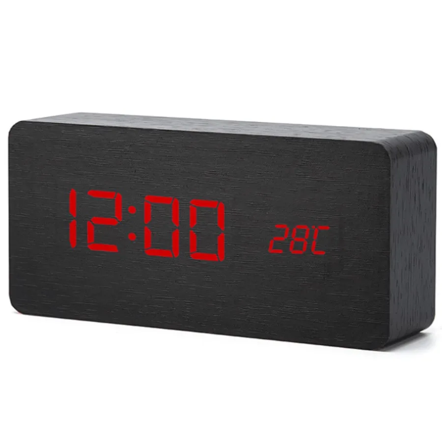  Desktop Wood Living Room Electronic Multifunction LED Display Desk Alarm Clock