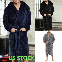 Мужские зимние теплые халаты толстые удлиненные плюшевые шали халат кимоно Домашняя одежда с длинными рукавами накидка халат пеньюар