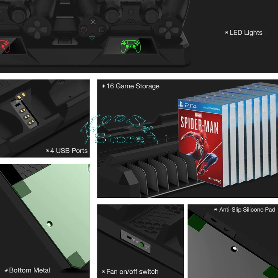 Вертикальная подставка для PS4/ PS4 Pro/ Slim 2 контроллера зарядная док станция