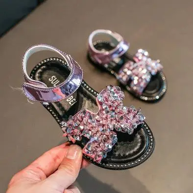 

New Fashion Princess Glitter Little Girl Summer Sandals For Kids Shoes Children Beach Sandals Size 26-36