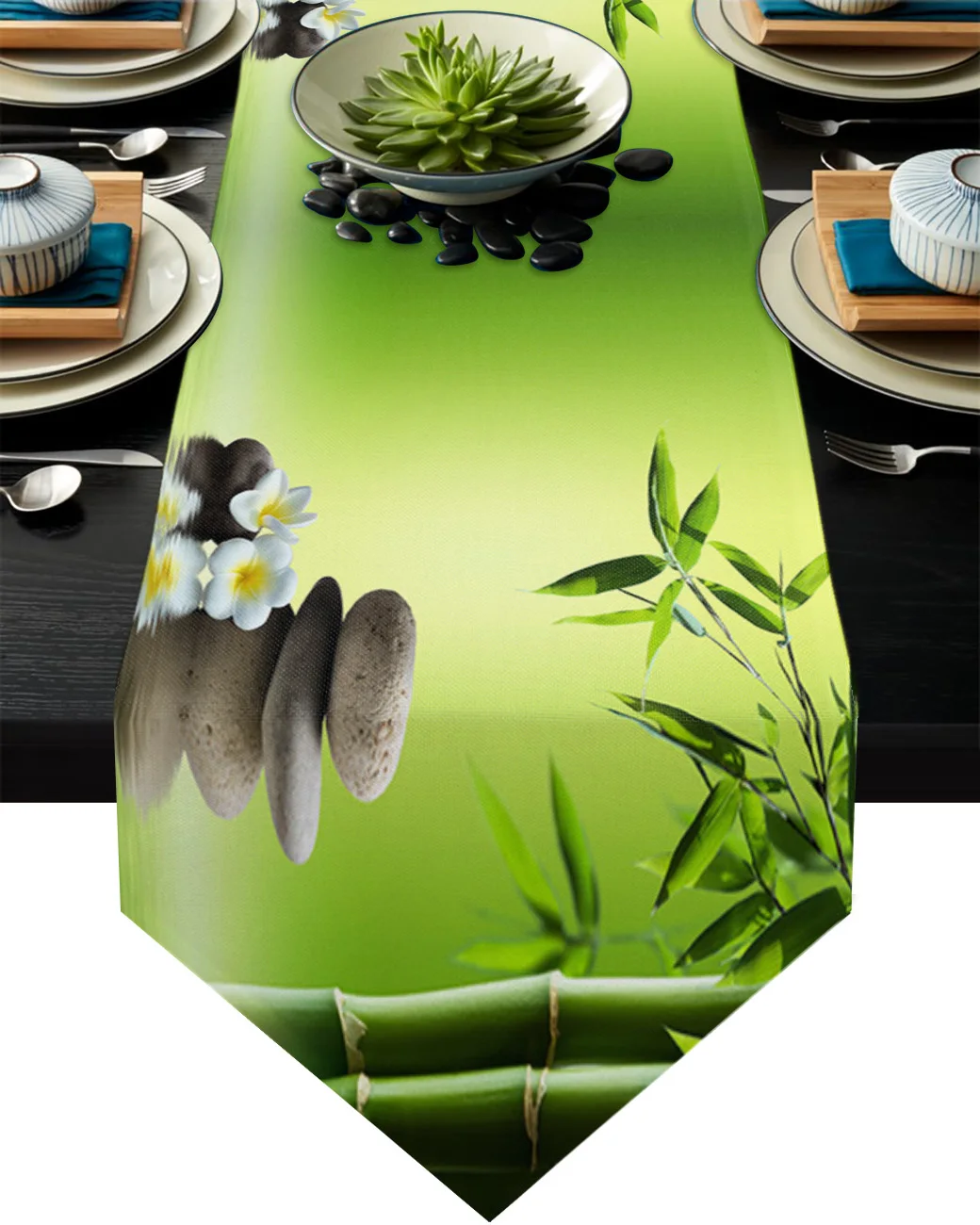 1 шт. бамбуковые листья камень Плюмерия настольный бегун для дома свадьбы банкета