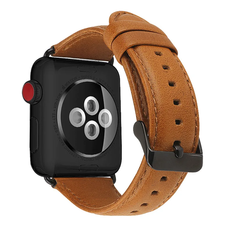 Brown Кожаный ремешок correa cinturino для apple watch 44 мм, чехол для iWatch apple watch Series 4 5, ремешок 40 мм, ремешок на руку - Цвет ремешка: Brown