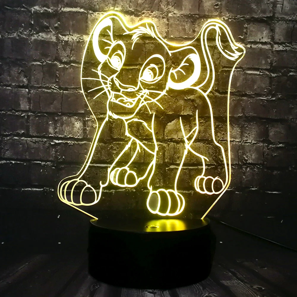 Simba настольная лампа Король Лев фигурка животного светодиодный Лава комната Король джунглей Декор Настроение Ночной светильник часть питания Дети Рождественский подарок игрушка