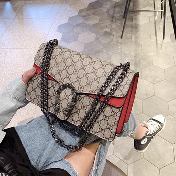 

Women's bag 2020 new European and American fashion shoulder messenger bag fashion PU chain wild small square bag