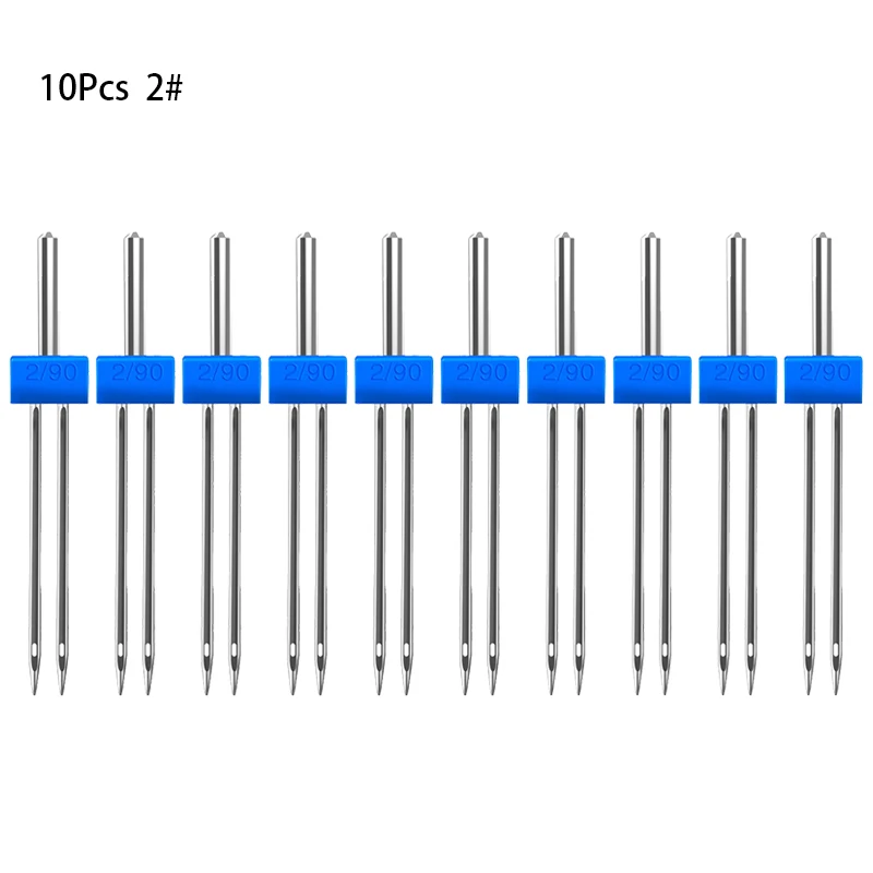 LMDZ 3Size 10Pcs/ Set Durable Double Twin Needles Pins Twin Stretch Machine Needles Mix Size 2.0/90 3.0/90 4.0/90 with Box - Цвет: 10PCS Size 2.0