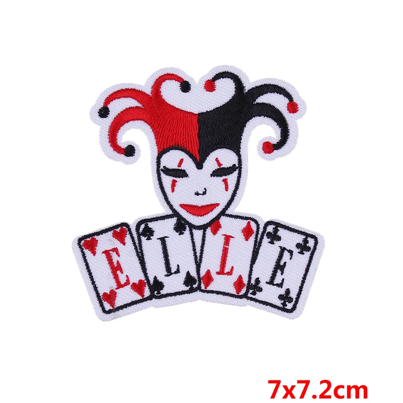 Pulaqi Джокер полосы рок патч железная Вышивка Патчи для одежды клоунские патч наклейки значки аппликации панк декор для одежды F - Цвет: 5P-PE2698CT