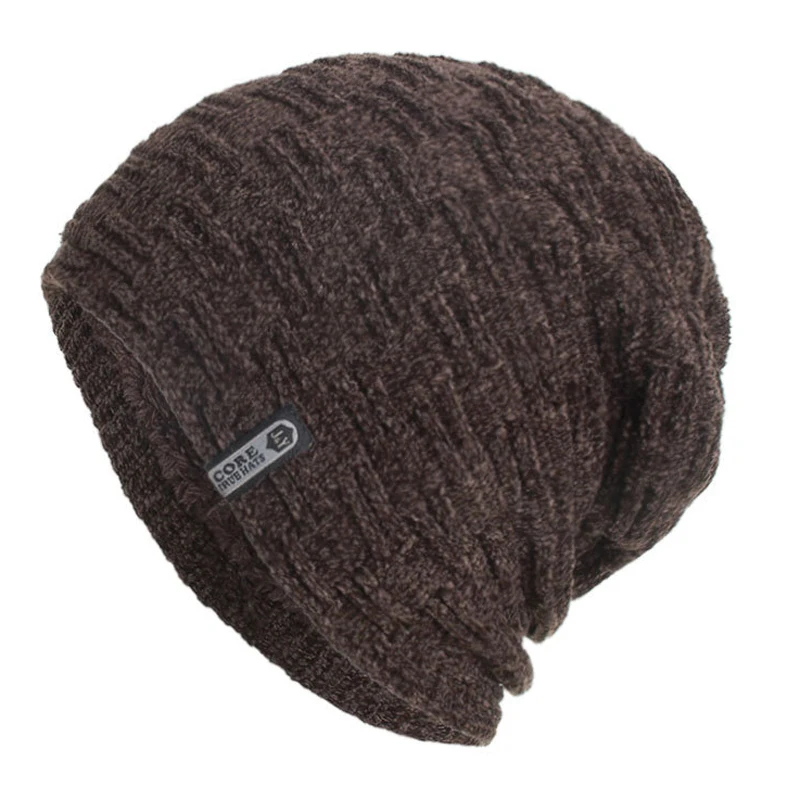 ELIfashion зимняя мужская и женская теплая вязаная шапка, повседневные Бархатные внутри, мягкая и модная зимняя шапка, доступно 6 цветов - Цвет: brown