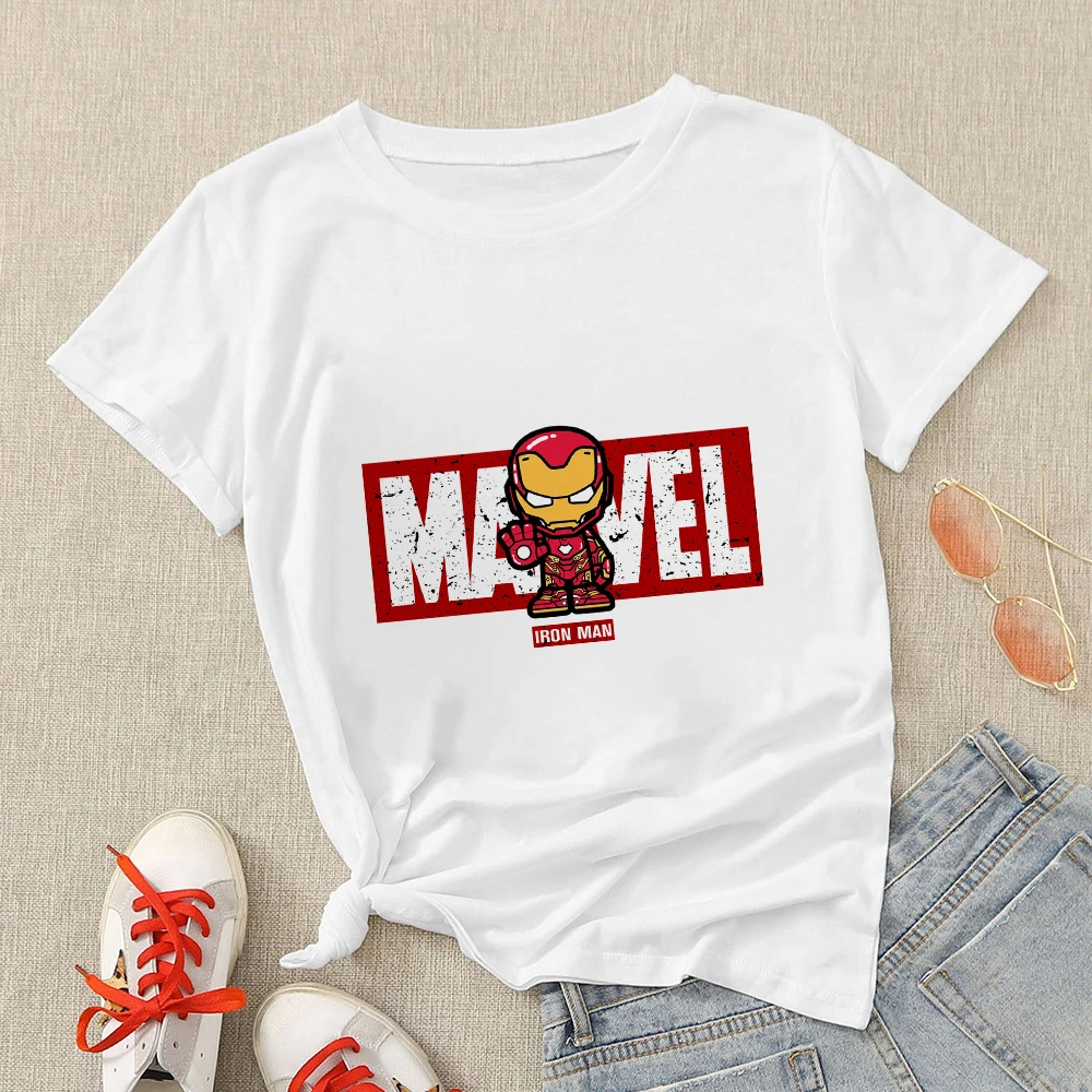 de superhéroes de Disney para mujer, Blusa de manga corta con dibujos moda urbana, cómoda, combina con todo|Camisetas| - AliExpress