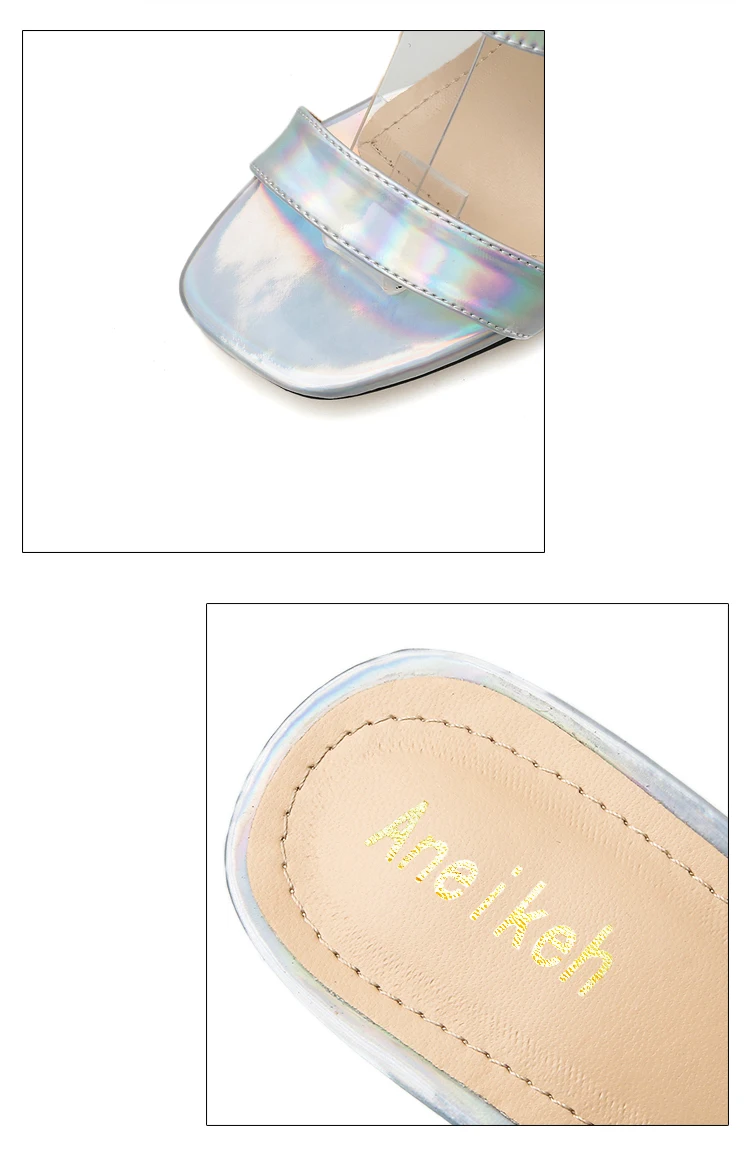 Aneikeh Summer Silvery Sequins Fashion Shoes Woman Sandals Peep Toe Party Square High Heels Sandals Buckle Pumps Ladies Shoes