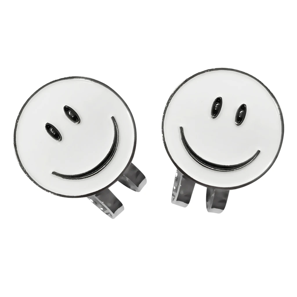 Set of 2 Funny Smile Face Golf Marker and Magnetic Hat Clip Golf Accessories Golf Training Aids
