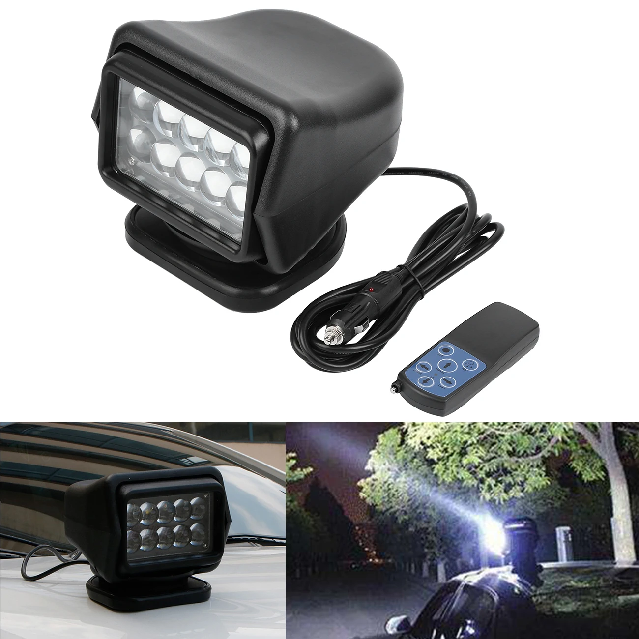

Samger 360 Â°Remote Control Car Camping Light 12V LED Worklight Search Lamp Magnetic Base For Boats Car Vehicle Off Road 1PCS