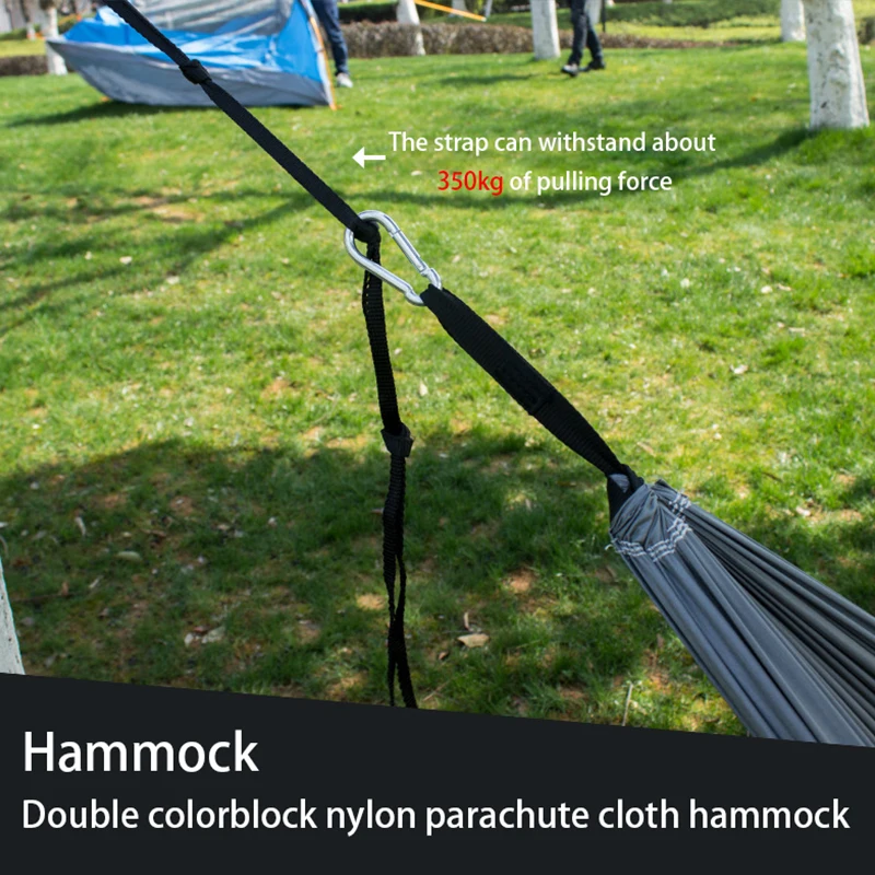 Portable Nylon Cloth Multifunction Camping Hammock Double Outdoor Hamac Sleeping Hamak Garden Hamaca With Carabiner And Ropes