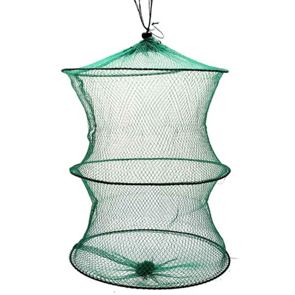 2 Layer Portable Fishing Net Fish Shrimp Mesh Cage Cast Trap Network Foldable Nets Tackle 37 x 30cm | Спорт и развлечения