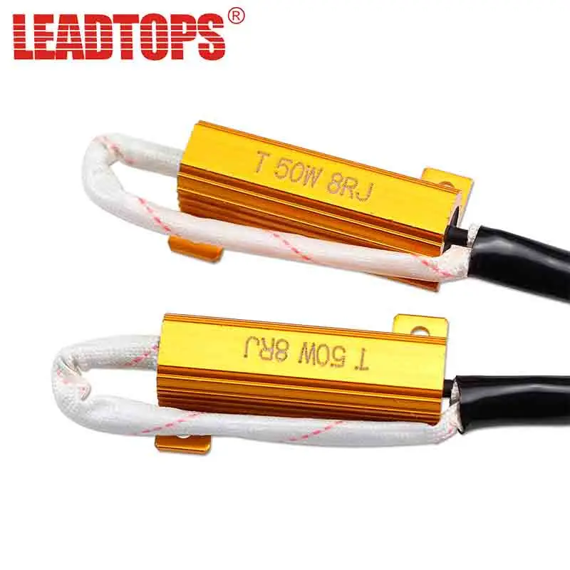 

LEADTOPS 2pcs 50W 8RJ H7 Headlight Load Resistor Decoder Free Cancel Error Warning For LED Head Lamp AA