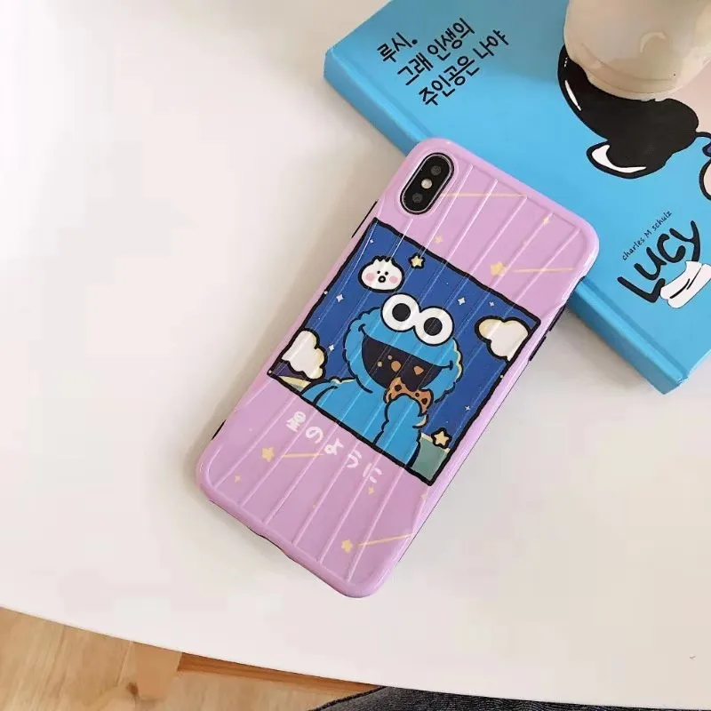 For iPhone 7plus case Retro Sesame Street Cookie monsters starry sky cute Couple Phone Case silicone cover for coque iPhone 7 7 Plus 6 8 6S Plus X XR Case for iPhone 11 Pro MAX XS MAX case tpu shell back cover