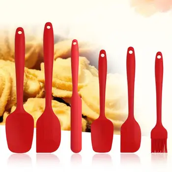 

6 Pcs Silicone BBQ Set Pastry Spatula Set Non-Stick Rubber Spatula Oil Brush Heat-Resistant Spatula for Kitchen Cooking Set