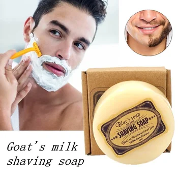 

2021 New 100g Inartificial Face Clean Shaving Cream Men's Mustache Shaving Soap Facial Care Goat Milk Beard Shaving Soap