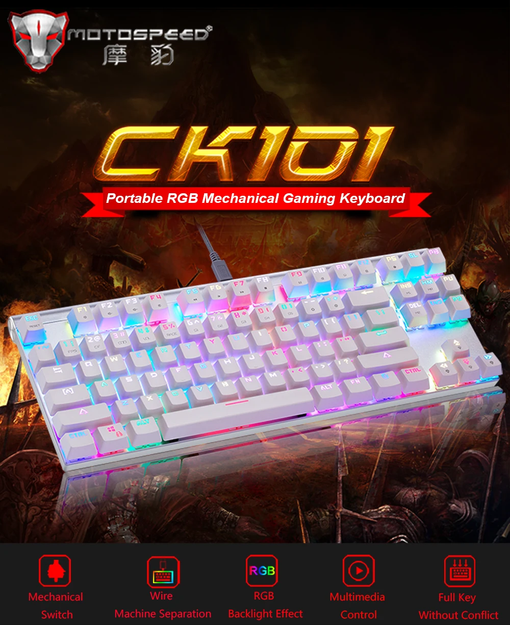 ck101 87 chave usb com fio rgb