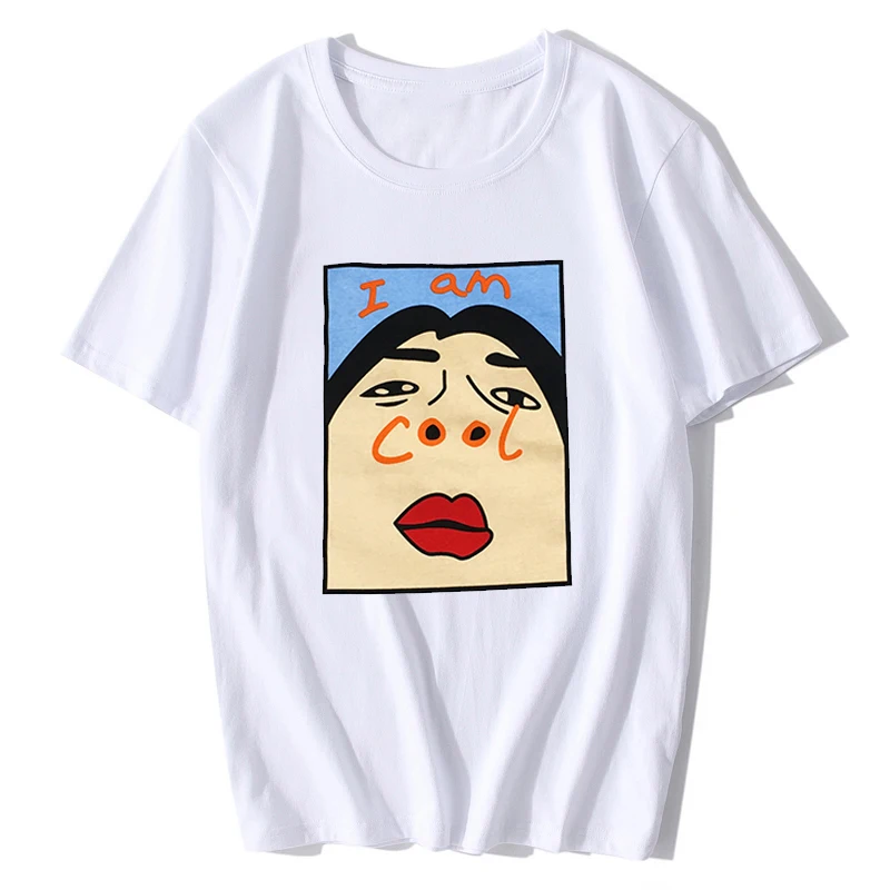 Harajuku I Am Cool, белая футболка с забавным буквенным принтом, Женская Корейская женская футболка, модная пародия, черный топ, футболка, S-XXXL - Цвет: Белый