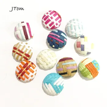 

20pcs/lot 15MM Handmade Straw Wrapped Charm Round Rattan Earring Top DIY Jewelry Accessories Component