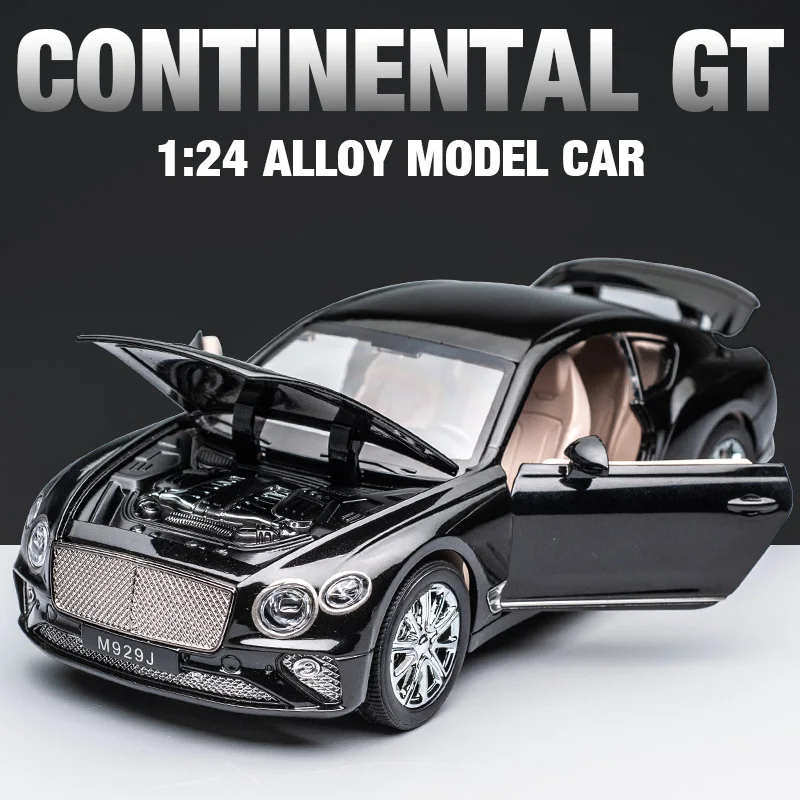 1:24 BENTLEYS Continental GT Car Model Alloy Car Die-cast Toy  Simulation Car Model Sound and Light Children's Toy Collectibles 7