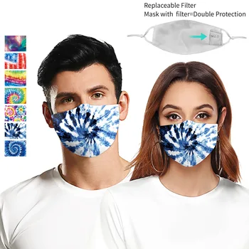 

Tie-dye Gradient Reusable Mask Washable Print Fabric Cloth Face Mask with Filter PM2.5 Fashion Dust Mask Respirator Face Cover