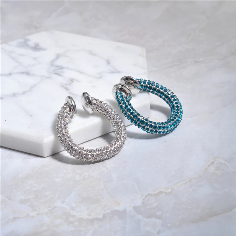 Timeless Wonder New Crystal Encrusted Circle Ear Clip Earrings Women Jewelry Punk Rock Ear Cuff Non Pierced Gothic Earcuff 6466