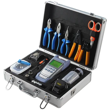 

Fiber Optic Tools Box with Optical Power Meter VFL Laser Source 10mw Fiber Cleaver and Wire Cable Strippers