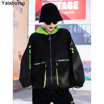 

Loose 2020 Spring Jacket Women Batwing Long Sleeves Coat Hooded Female Student Fashion Coat L XL Size With Hat Z2