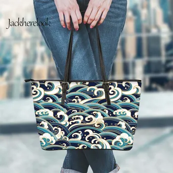 

Jackherelook Women Big Capacity Tote Bags Art Great Wave Pattern 2020 New Trendy Messenger Hand Leahter Shoulder Bag Sac A Main