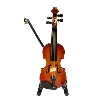 

17cm Wooden Violin Musical Instrument for Action Figures Dollhouse Accessory Decoration