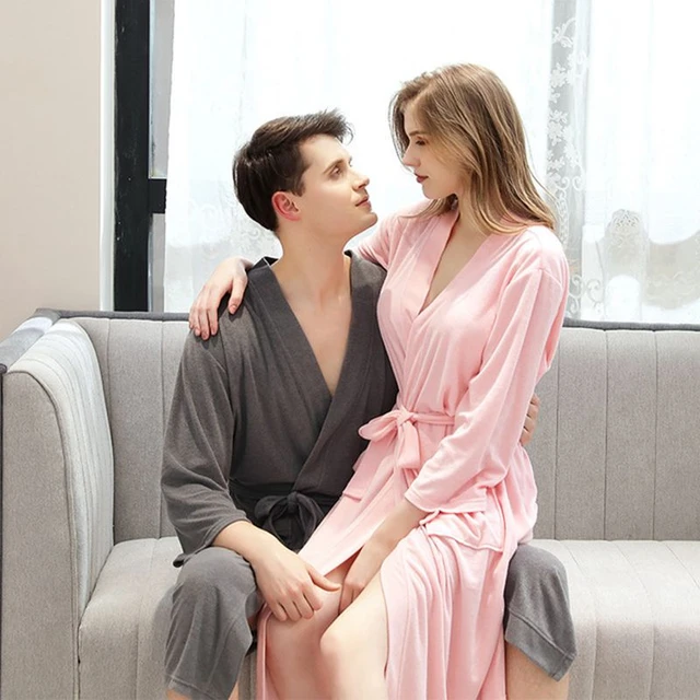 outfmvch pajamas for women ladies men couple cloth robe sleepwear white  blue polyester dressing gown kimono bath robe bathrobe for hotel home  lingerie